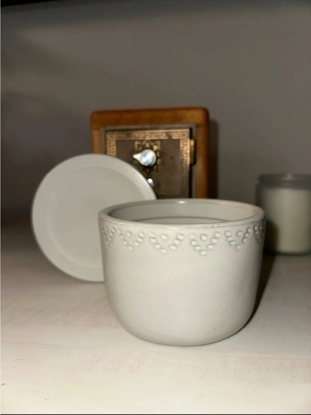 White Ceramic Decorative Ramekin with Beaded Border